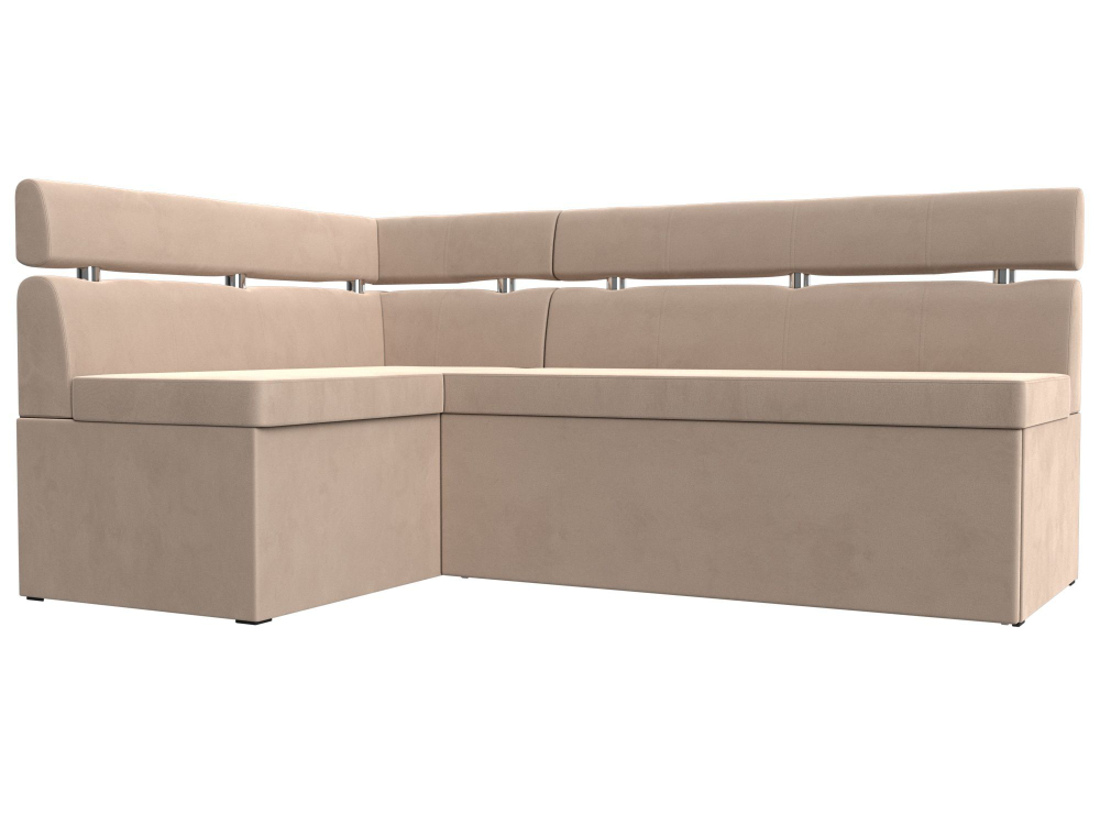 Диван кухонный угловой Классик левый угол, Бежевый, Велюр, 117971L