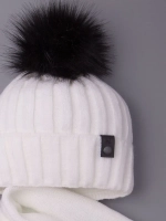 Шапка детская зимняя вязаная с помпоном и снуд