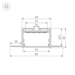 Профиль LINIA45-FANTOM-2000 ANOD (Arlight, Алюминий) 059412