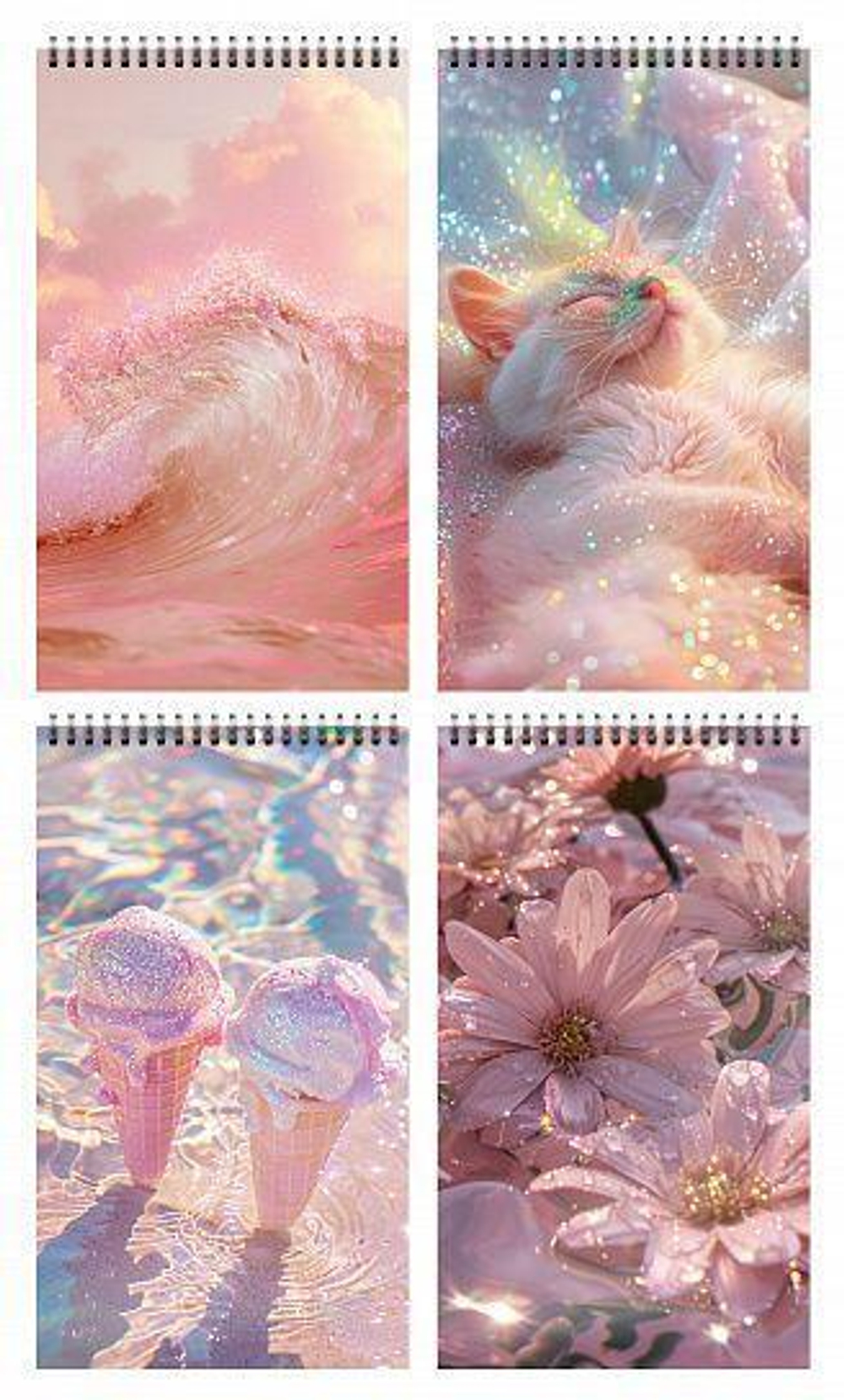 Блокнот А7 40л. клетка "Блестки" греб. мел. карт., спл. Уф-лак (Schoolformat)