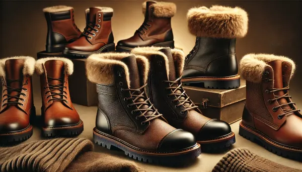 Мужские зимние кожаные сапоги на натуральном меху