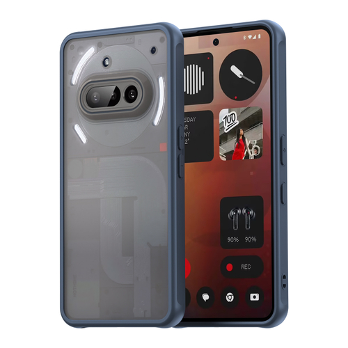 Защитный чехол с синими боковыми рамками для Nothing Phone 3a, задняя крышка тонированная прозрачная