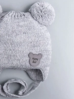 Шапка детская осенняя с завязками и помпонами