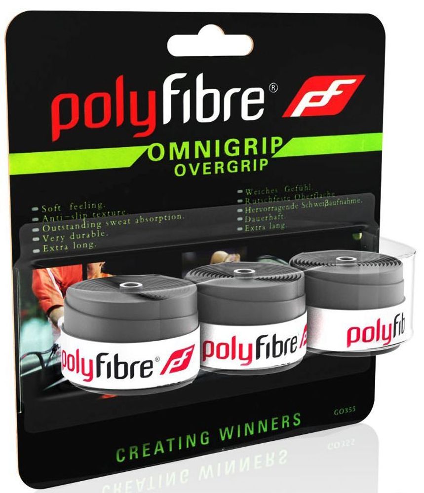 Теннисные намотки Polyfibre Omnigrip Overgrip 3P - серый