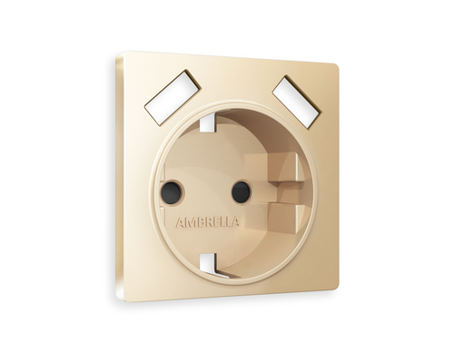 AP6090 Лицевая панель ALFA (Шампань) для электрической розетки с/з со шторками 2USB A+A QUANT