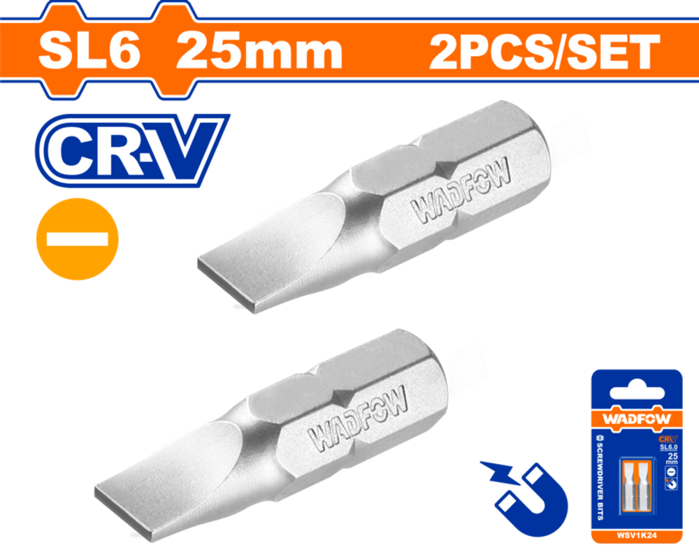 Бита 2 шт SL6x25 мм (400/800) WADFOW WSV1K24
