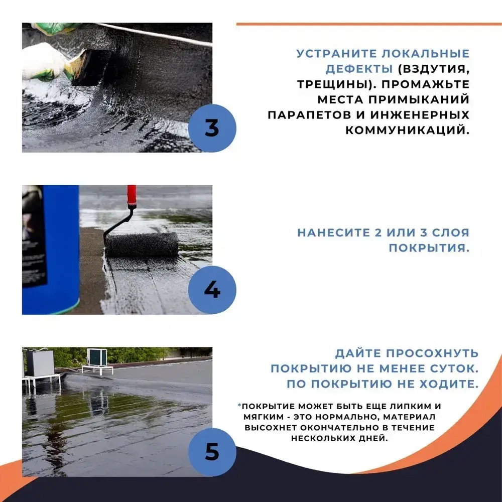 Жидкая резина для кровли Utexo Ютексо. Профессиональное полимерно - битумное эластичное бесшовное покрытие для крыши, бетона, металла, дерева.