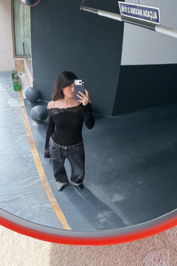 ZARA КОМБИНИРОВАННЫЙ ТОП С ОТКРЫТЫМИ ПЛЕЧАМИ, ЧЕРНЫЙ