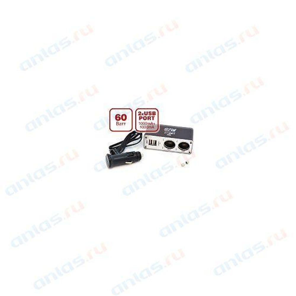 Прикуриватель 2 гнезда 12/24 В 2 USB AVS CS219U