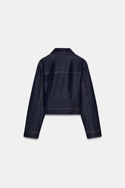 ZARA КУРТКА С КОНТРАСТНОЙ ОТСТРОЧКОЙ, ИНДИГО