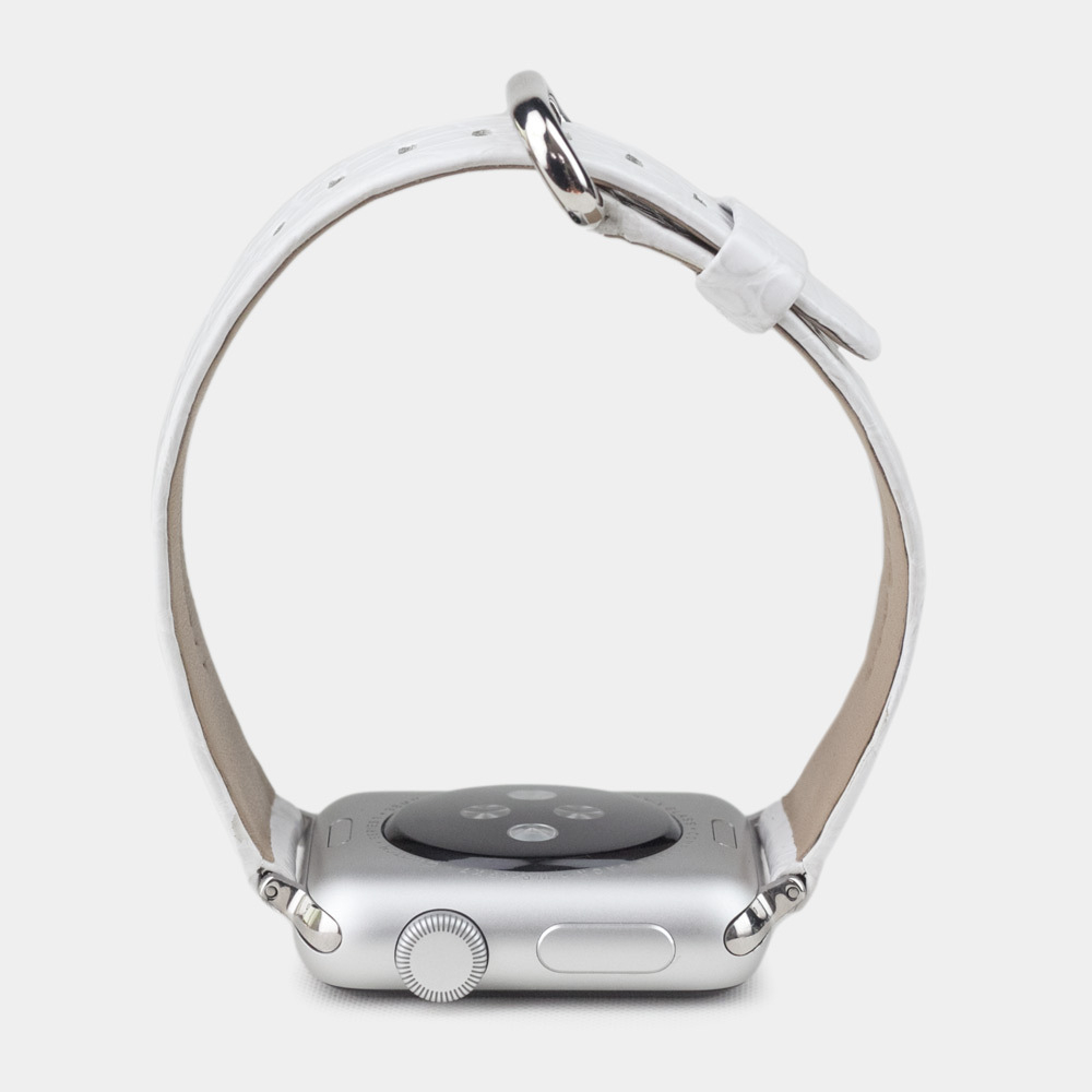 Ремешок для Apple Watch 44/45/46 mm из кожи аллигатора, белого цвета