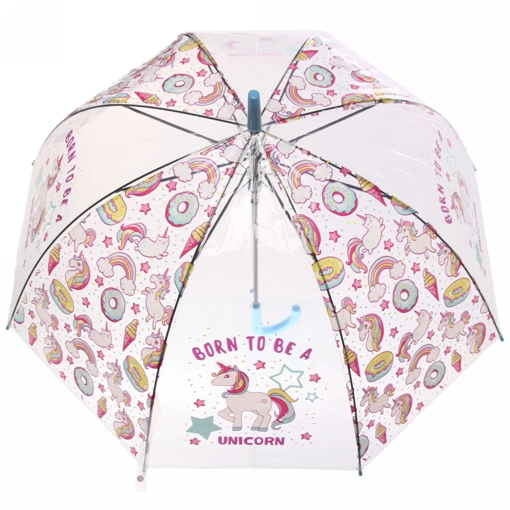 Зонт-трость женский купол «Единорог» микс 4 цвета, 8 спиц, d-82см, длина в слож. виде 82см