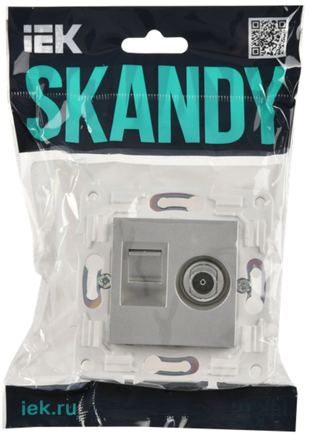 SKANDY Розетка двойная TV+RJ45 кат.6 SK-A15S серебряный IEK