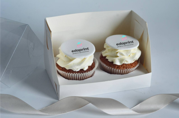 Капкейки с логотипом, печать на мастике, упаковка на 2 шт