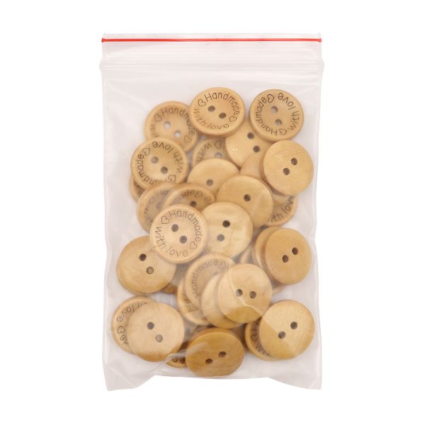 Пуговицы дерево 2 прокола 28L=18 мм, Handmade with love, (Yellow (желтый)), W22, 36 шт