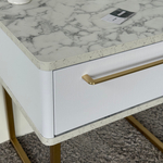 Тумба прикроватная на ножках ROYAL 5201 эко (Мрамор Каррара-Золото-р.золото)