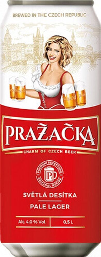 Пиво Пражечка Светлое / Prazacka Svetle 0.5 - банка