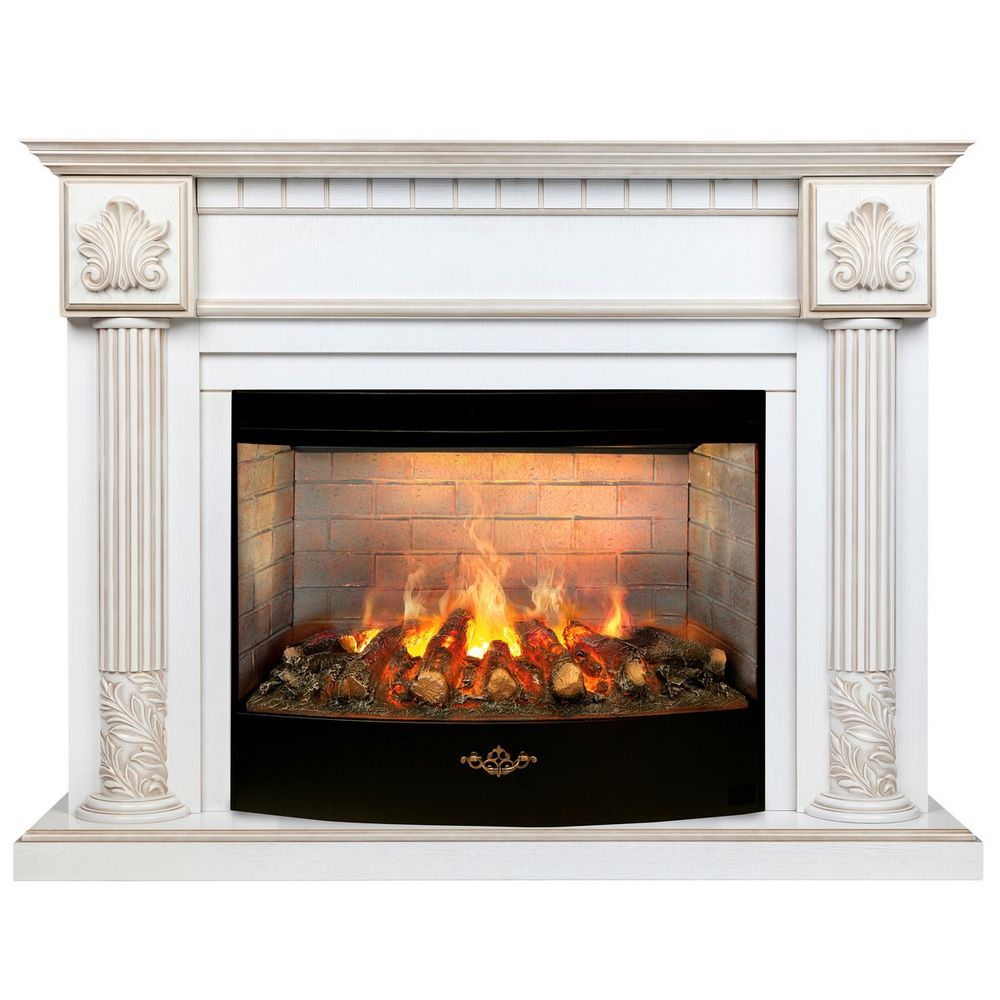Электрокамин RealFlame Imperia 26/33 WT белый дуб с золотой патиной с очагом 3D Firestar 33