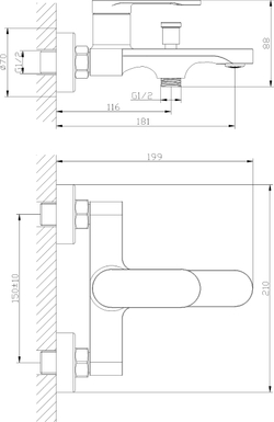 Смеситель для ванны с душем DIWO Орёл ORL-03cr хром