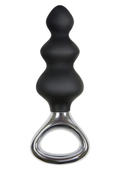 Чёрная анальная елочка с ручкой Jolie Platinum Plug Medium из силикона - 13,4 см. (Цвет: черный)