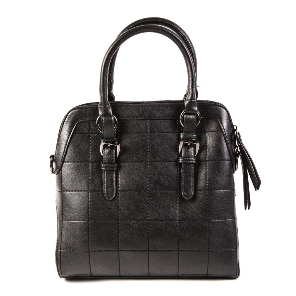 Средняя стильная женская повседневная сумка чёрного цвета из экокожи Dublecity D2086-1 Black