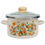 Кастрюля эмал цил Ромашки 4,0л стекл/кр мет/об