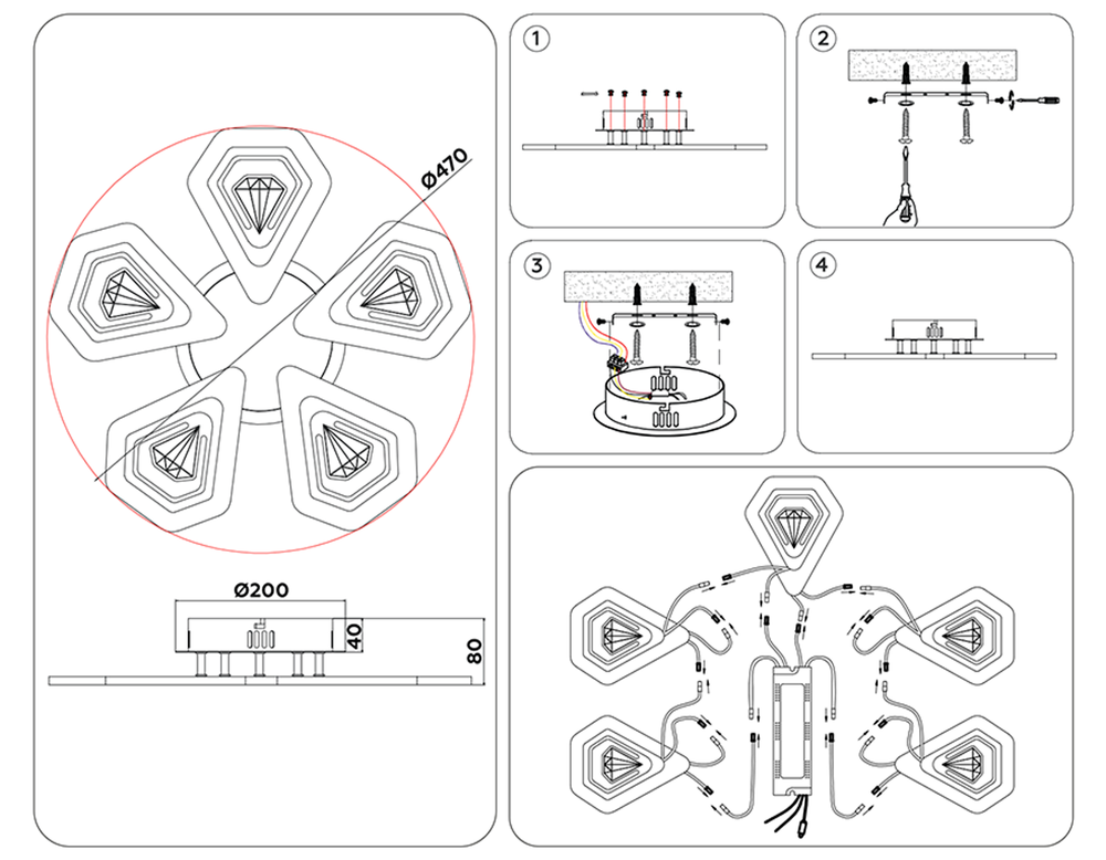 Ambrella Потолочный светодиодный светильник с пультом Original FA4030