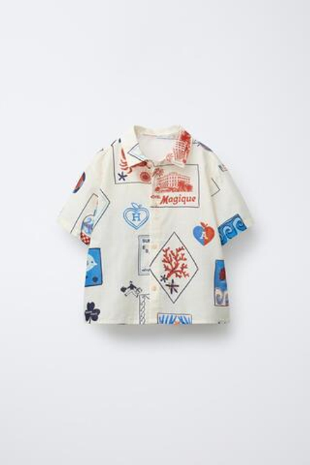 ZARA X HÔTEL MAGIQUE © РУБАШКА С ПРИНТОМ, ЭКРЮ