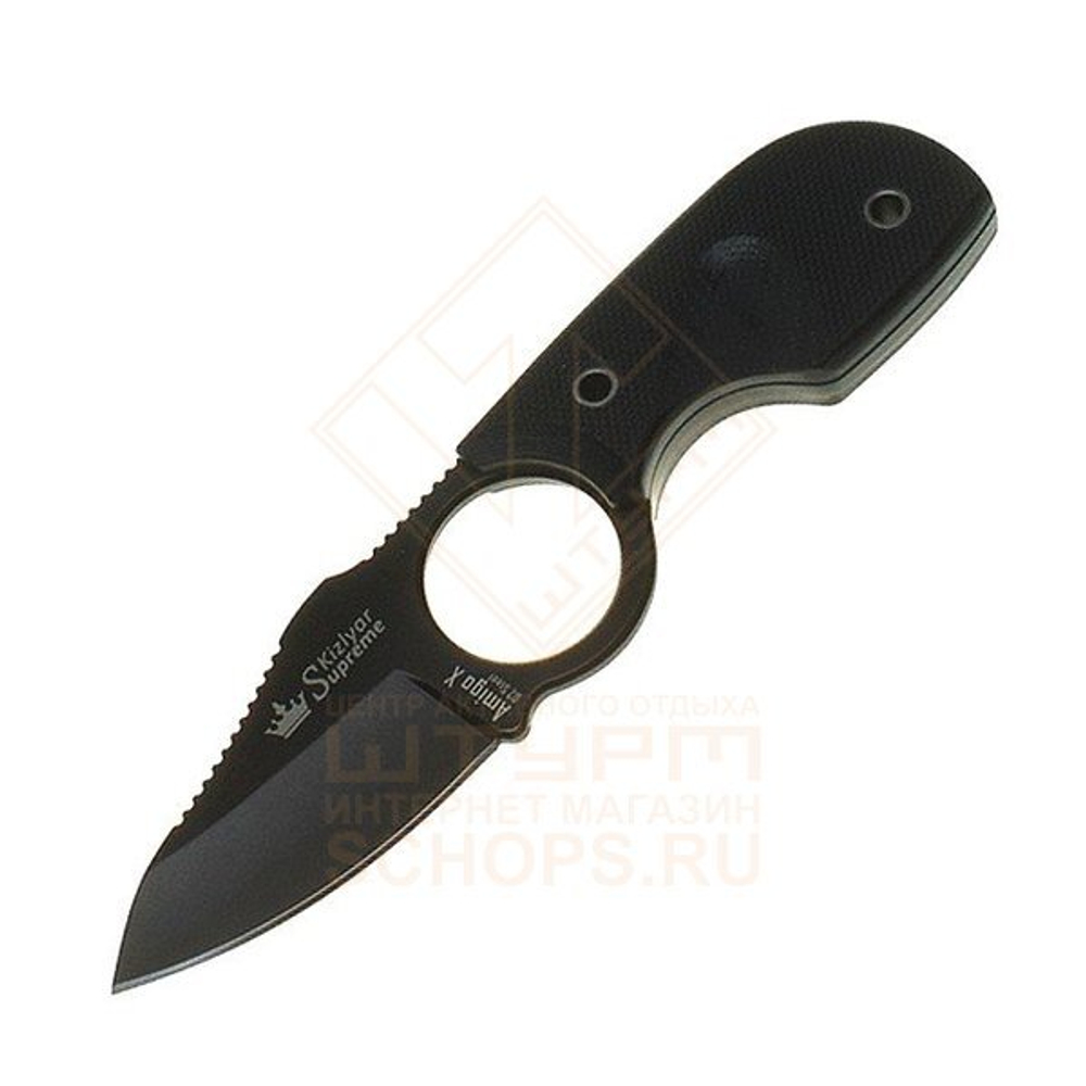 Нож шейный Kizlyar Supreme Amigo-X AUS-8 G10, Black/Black