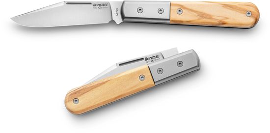Складной нож Lion Steel "BARLOW Shuffler" L/CK0112 UL c клинком из стали Böhler M390 Microclean®, рукоять титан / дерево (Олива)