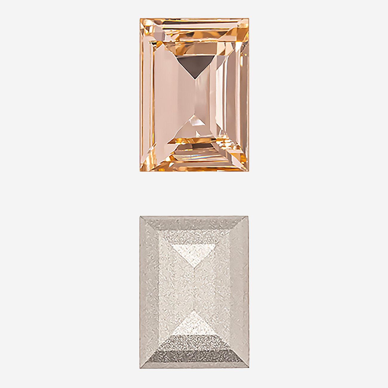Кристалл Прямоугольник (Step Cut Fancy Stone), оттенок "Светло-персиковый"/"Light Peach", 14*10мм