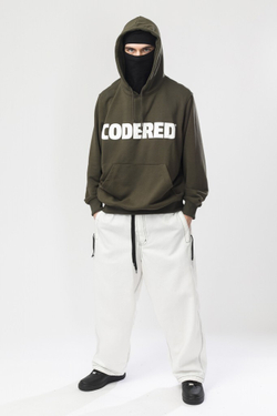 Толстовка CODERED Base Hoodie Wide Summer Logo R Болотный/Белый принт CODERED