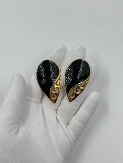 Крупные клипсы с чёрной эмалью