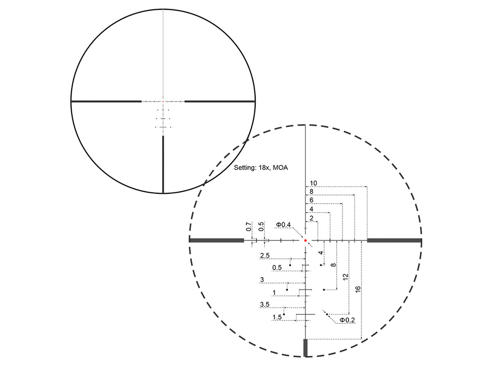 Прицел Vector Optics Continental Hunting 3-18x50, SF, VECON-CDM (MOA), подсветка красная, 30мм,1/4 МОА, IP67, 654г