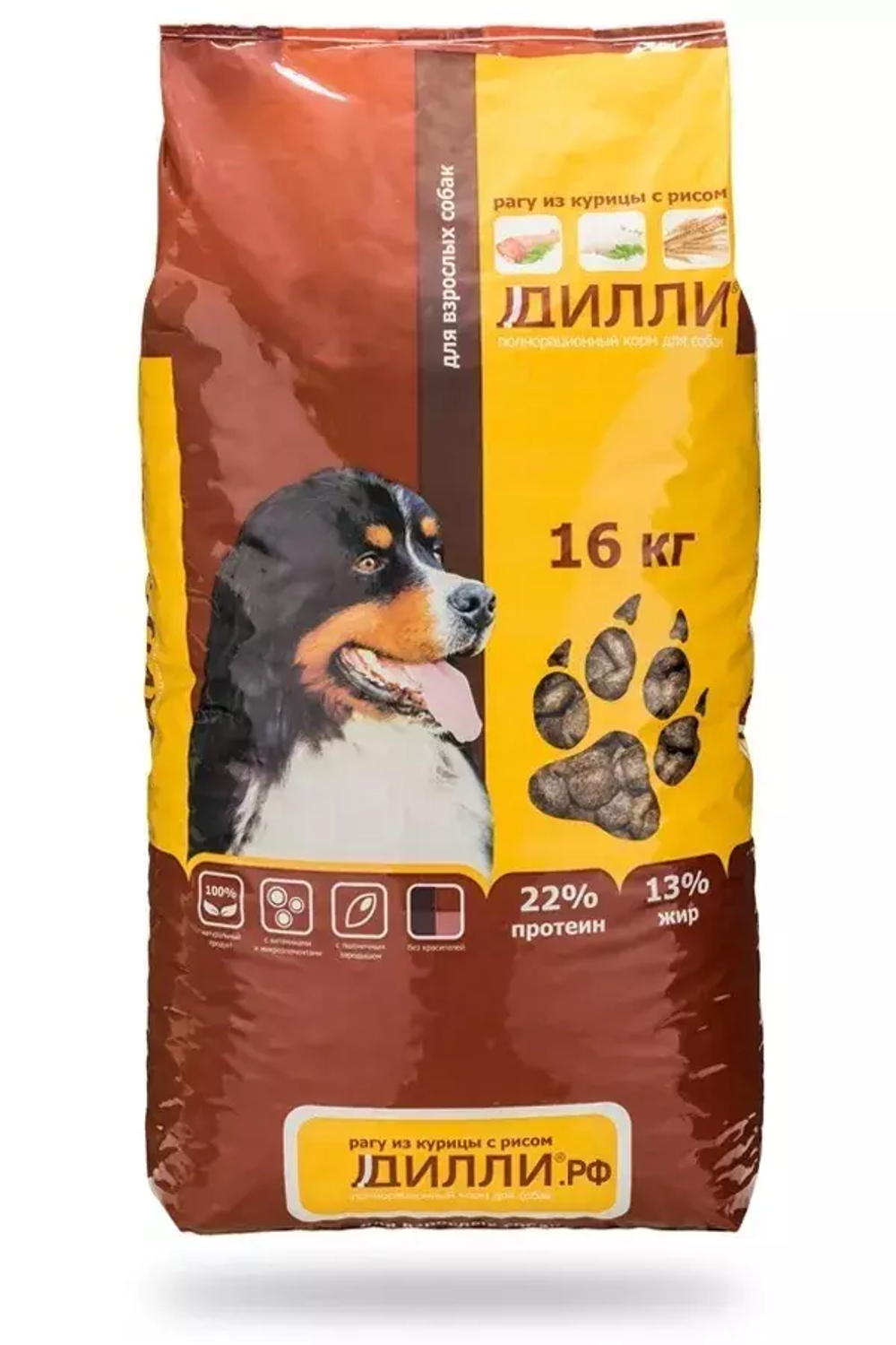 Сухой корм Дилли для взрослых собак всех пород, курица, 14 кг