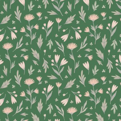 Нежные цветочки на зеленом фоне