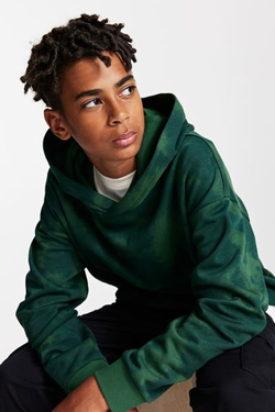 H&M Толстовка с принтом и капюшоном, темно-зеленый