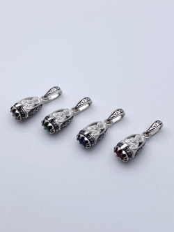 Ладанка из серебра/Чернение/Со вставкой из зеленого фианита/Ксения