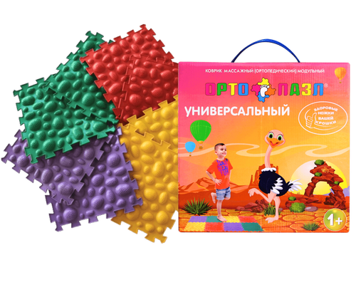 Коврик массажный (ортопедический) модульный "ОРТО ПАЗЛ" МИКС "Репейник", 8 модулей