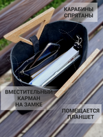 Сумка черная тоут из натуральной итальянской кожи