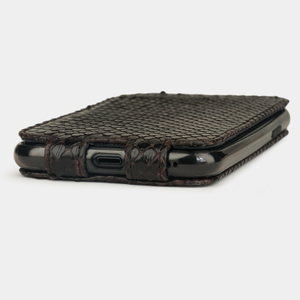 Чехол для iPhone 11 Pro из натуральной кожи питона, темно-коричневого цвета