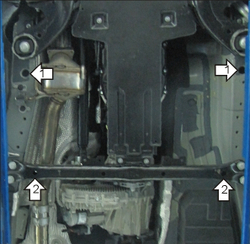 Защита КПП, Разд. коробки. 3 мм, Сталь. для Volkswagen Touareg 2002-2006, Volkswagen Touareg 2006-2010 MOTODOR.12704