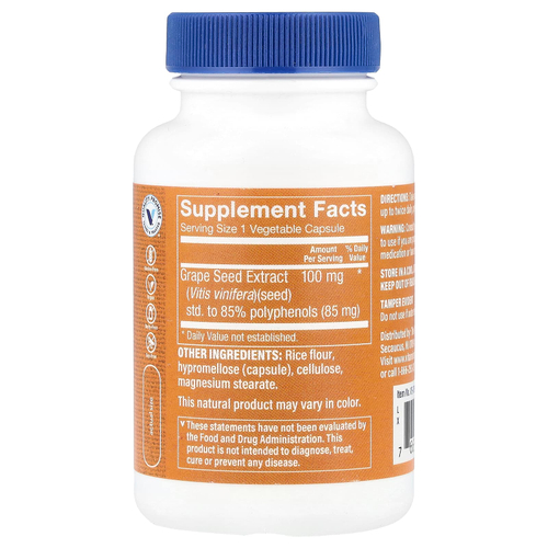 The Vitamin Shoppe, Экстракт виноградных косточек, 100 мг, 120 растительных капсул