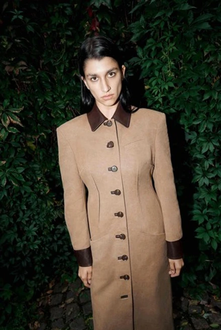 Пальто из канваса песочное