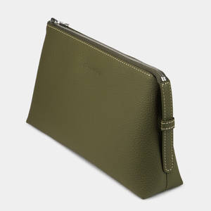 Женская косметичка Comete Easy из натуральной кожи теленка, зеленого цвета