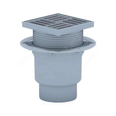 Трап регулируемый с гидрозатвором Дн 110 с пластиковой решёткой 150х150мм вертикальный выпуск АНИ Пласт TA1710
