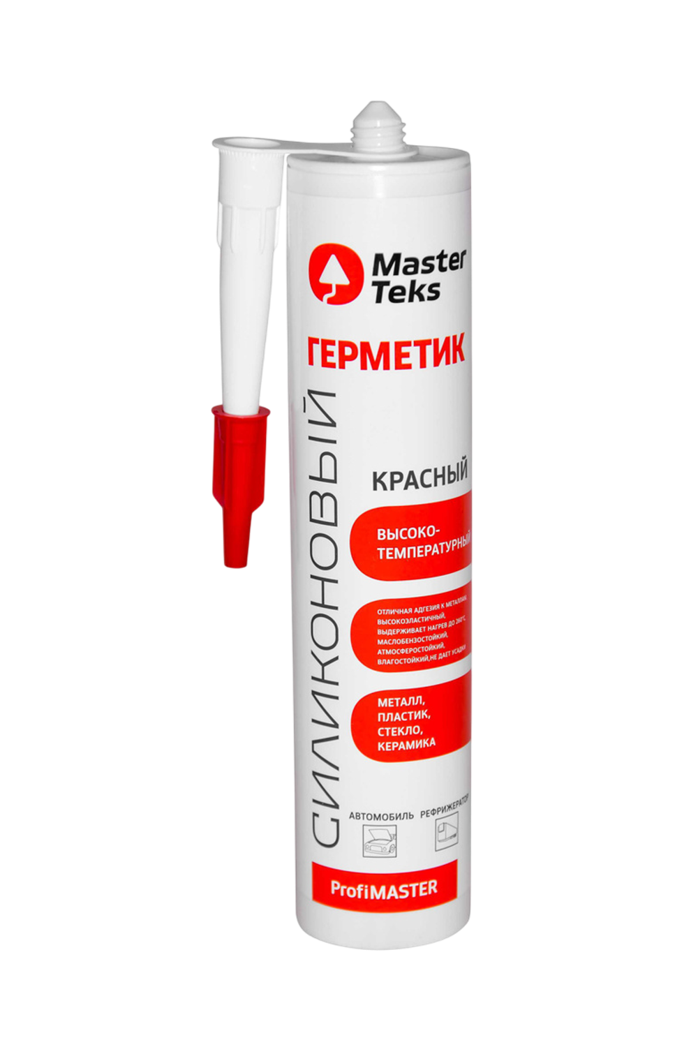 Герметик силиконовый "Masterteks" высокотемпературный 260мл красный