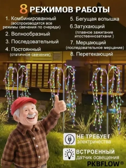 PKBFLOW Светильник садовый на солнечной батарее Ива,2 шт,множество цветов