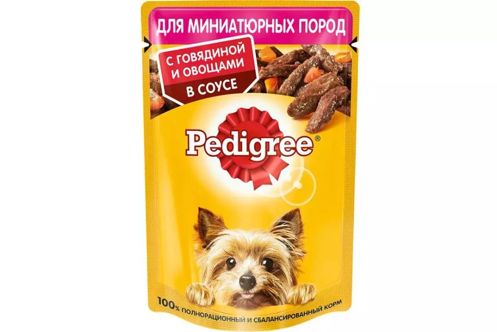Корм Педигри, для собак мини пород, говядина/овощи, 85 гр