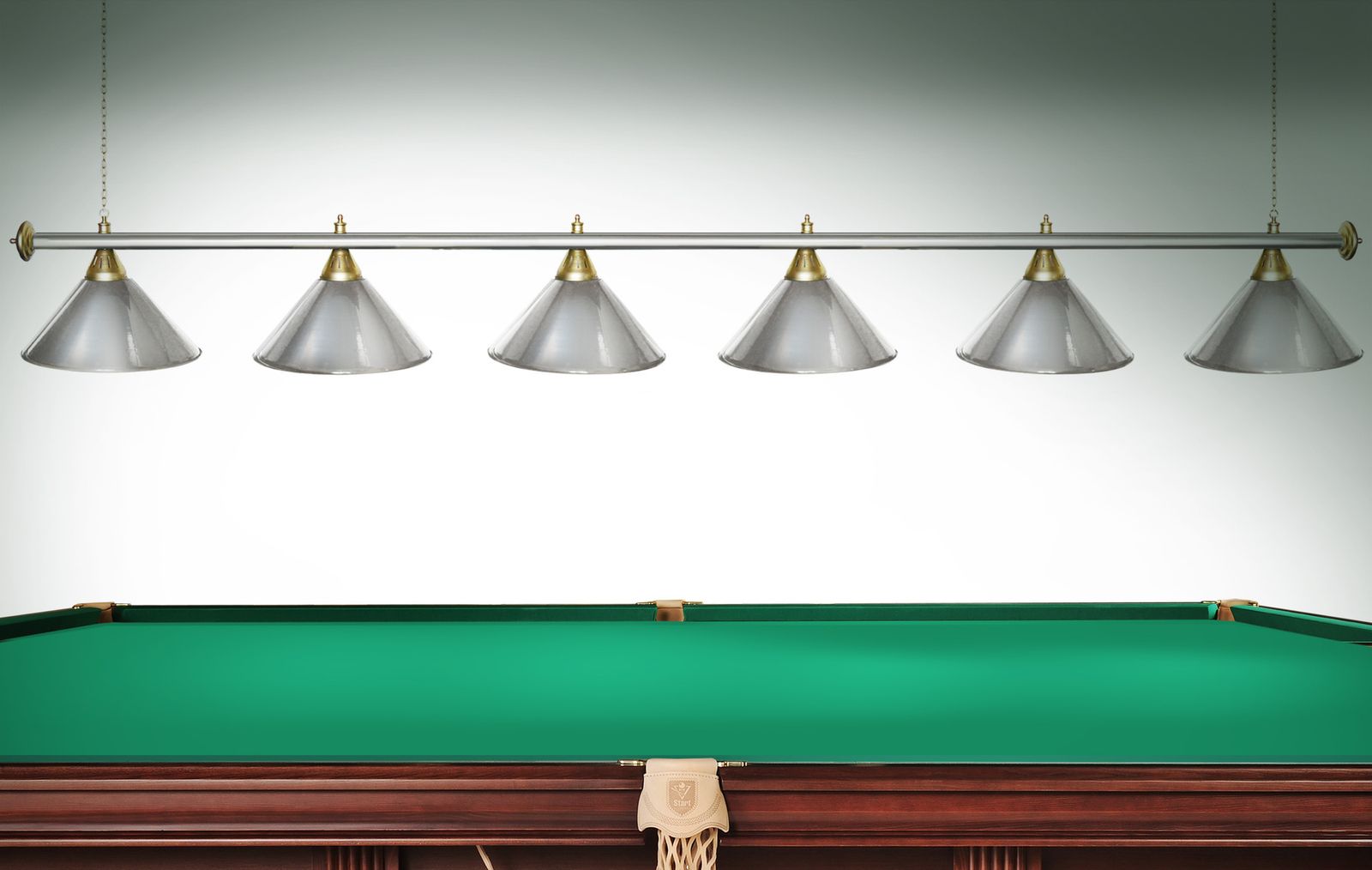Лампа STARTBILLIARDS 6 пл. (плафоны золотые,штанга золотая,фурнитура золото) фото №2